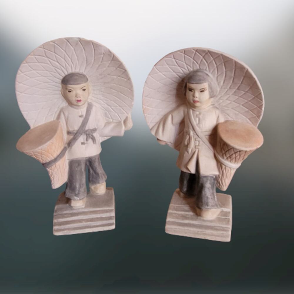 Vintage 1983 Pair of boy and girl figurines in national costume/attire. Ceramic
